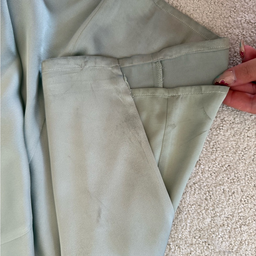 V Chapman June Corset Elegant Strapless Satin Dress in Sage Green - Picture 14 of 15